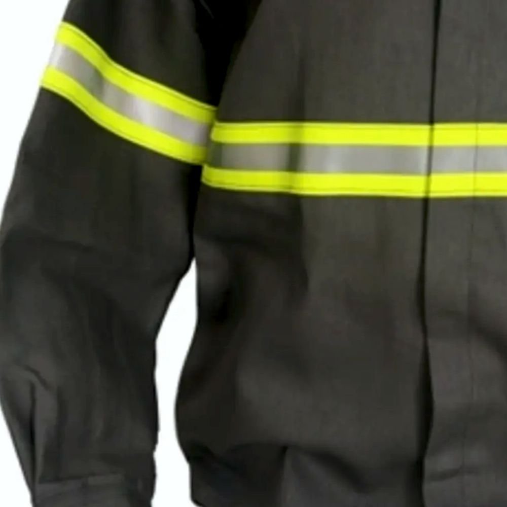 Camisa Eletricista NR10 risco 2 cinza com faixa refletiva Elotec EPI det
